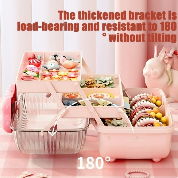 Cute Pink Hair Accessories / Jewelry Accessories Plastic Organizer 3 layers - Picture 3 of 14